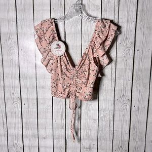 Alexa ruched ruffle crop top size XS